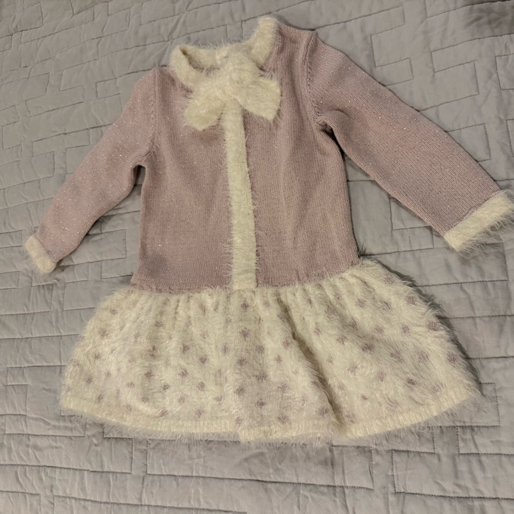 Savannah Pink and Cream Fuzzy Baby Dress